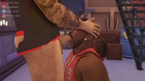 Black gaysims threesome destroyed in public with big dick cumshot