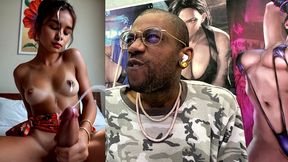 cute brown transgender teen girl jerks off and cums hard ass fuck all over her face and body, ai generated