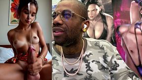 cute brown transgender teen girl jerks off and cums hard ass fuck all over her face and body, ai generated