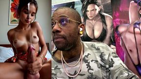 cute brown transgender teen girl jerks off and cums hard ass fuck all over her face and body, ai generated