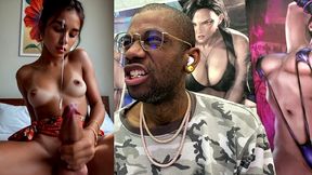 cute brown transgender teen girl jerks off and cums hard ass fuck all over her face and body, ai generated