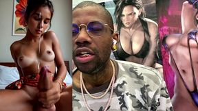 cute brown transgender teen girl jerks off and cums hard ass fuck all over her face and body, ai generated