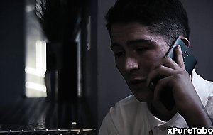 Horny stepmom teases and harasses her stepson
