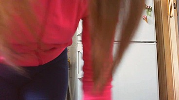 Dirty swollen diaper while I cook