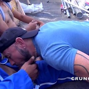 Stepdaddy gay fucks straight worker in gangbang