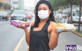 Huge Peruvian Brunette Who Sells Nougat Gets Caught by a Perverted Buyer