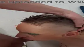 Sandra, the sexy German MILF, drinks golden rain and gets facefucked