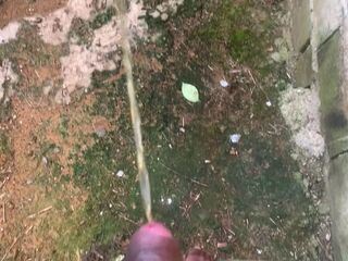 Holding Pee Bladder Bulge Desperately Pissing Outdoor