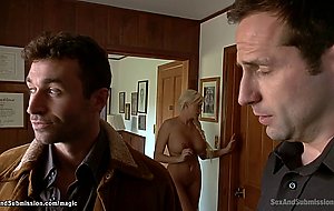 Cowboy fucks busty bound babes