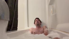 Fingering His Ass, Jeffrey Jaxxon Takes Hot Bath and Jerks It, Almost Cumming on the Camera