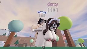 Two roblox chicks get their tight pussies fucked hard by a big cock guy