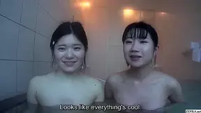 Adorable first time Japanese lesbians private vacation video