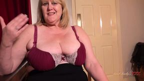 Big-titted mature BBW Catherine slurps your rod ( POV)