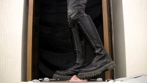 Floor-face humiliation by leather Doc Martens boots (part 1 of 4), flo275x 1080p