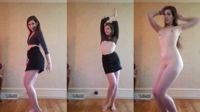 Strip to nude/dance. Skirt & crop top.
