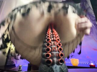 Tiny Witch Stretches Her Taut Ass aperture With A Thick Monster Sextoy. Anal. Squirt