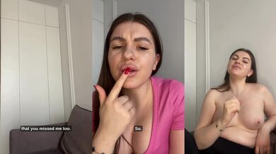 Babe jerks off big tits while begging cum for me