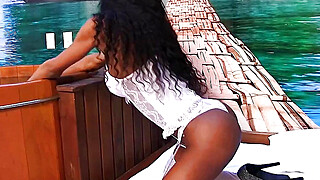 Ebony Tgirl and a Guy Fuck Each Other Up the Ass