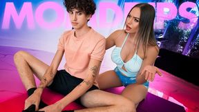 Cheerful Desiree Dulce and Dylan Ledger - video games porn - MYLF