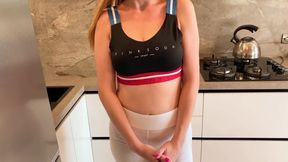 Russian MILF with huge tits and ass screams in pleasure while getting pounded from behind - Petite Russian mom with big ass gets cum on her pussy