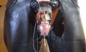 Electro stimulation - cum milking in chastity cage