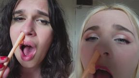 Dick Straws in Our Nose - Dick Straws Nose Fetish, Sneezing and Softcore - (HD MP4)