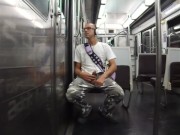risky public jerking in subway