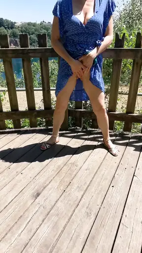 peeing in a public park - sexy mom takes off her panties and pees in public – amateur 4k