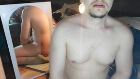 Mirrored nude boy jerks off and nuts moaning