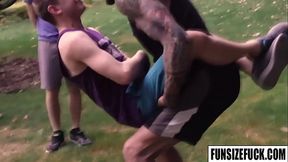 FunSizeFuck.com - Ian Levine'_s face is a mixture of pleasure and as his trainer Dolf Dietrich'_s digs deeper and thrusts faster into Ian'_s tight asshole!