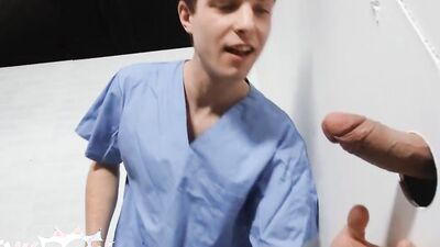 Hospital Nurse Clark Delgaty Put His Cock Into A Glory Hole Waiting For Benjamin Blue To Surprise Him - TWINKPOP