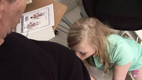 Regular Checkup Becomes a Hot Doggy Style Sex Scene with Smoking Blonde Doc