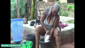 Checking Out My StepBrother&#039;s Wife Big Booty as She Does Laundry