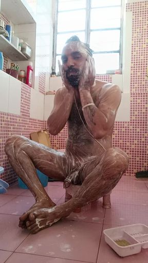 Indian Desi hairy step daddy enjoy morning shawer with friends and live show