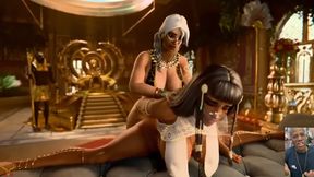 Thicc Fat Ass Ana Anal Fucking Her Transgender Stepdaughter, Eve Jerks off and Fills Her Suit with C