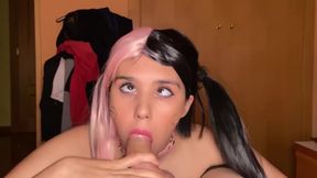 CUTE OTAKU/KAWAII Girl does the BEST AHEGAO Blowjob CUM MOUTH teen 18+ XXX POV
