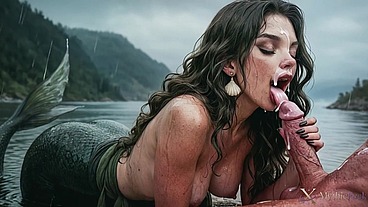 A hot mermaid seduced me whilst I was fishing...she gave me a blowjob and let me fuck her in every hole!! [AI]