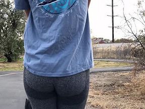 Girl walking dog has a jiggle butt (the tampon sniffer from my other vids)