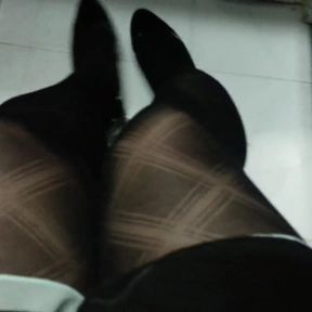 Black Patent Pumps with Pantyhose Teaser 12