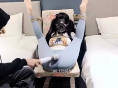 Restrained Japanese slut gets her pussy vibrated to climax