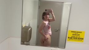 Transboy shows off his adorable bare bod in a public restroom with the door unlocked