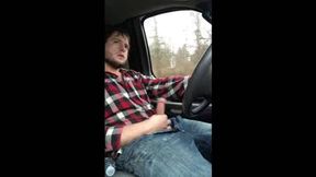 Stroking my big cock while driving