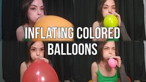 inflating colored balloons