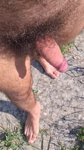 Walk with soft cock