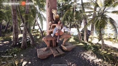 Lara couldn't resist the monster's big cock in the cave again