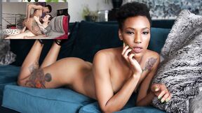 Ebony girl Nikki Darling is taking a hard pounding on the couch