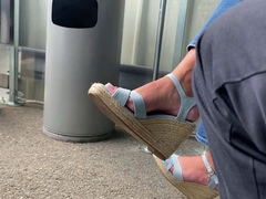 Gorgeous Feet In Wedges Heels at work