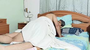 I watch my stepmother masturbate from the closet and I get under her sheets to fuck her hard with my thick cock.