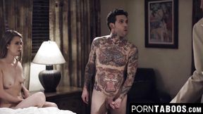 PornTaboos com - Cute teen stepsister seduced by stepdaddy and stepbro