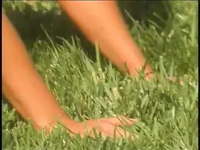 Horny slut on the grass getting cunt filled with cock